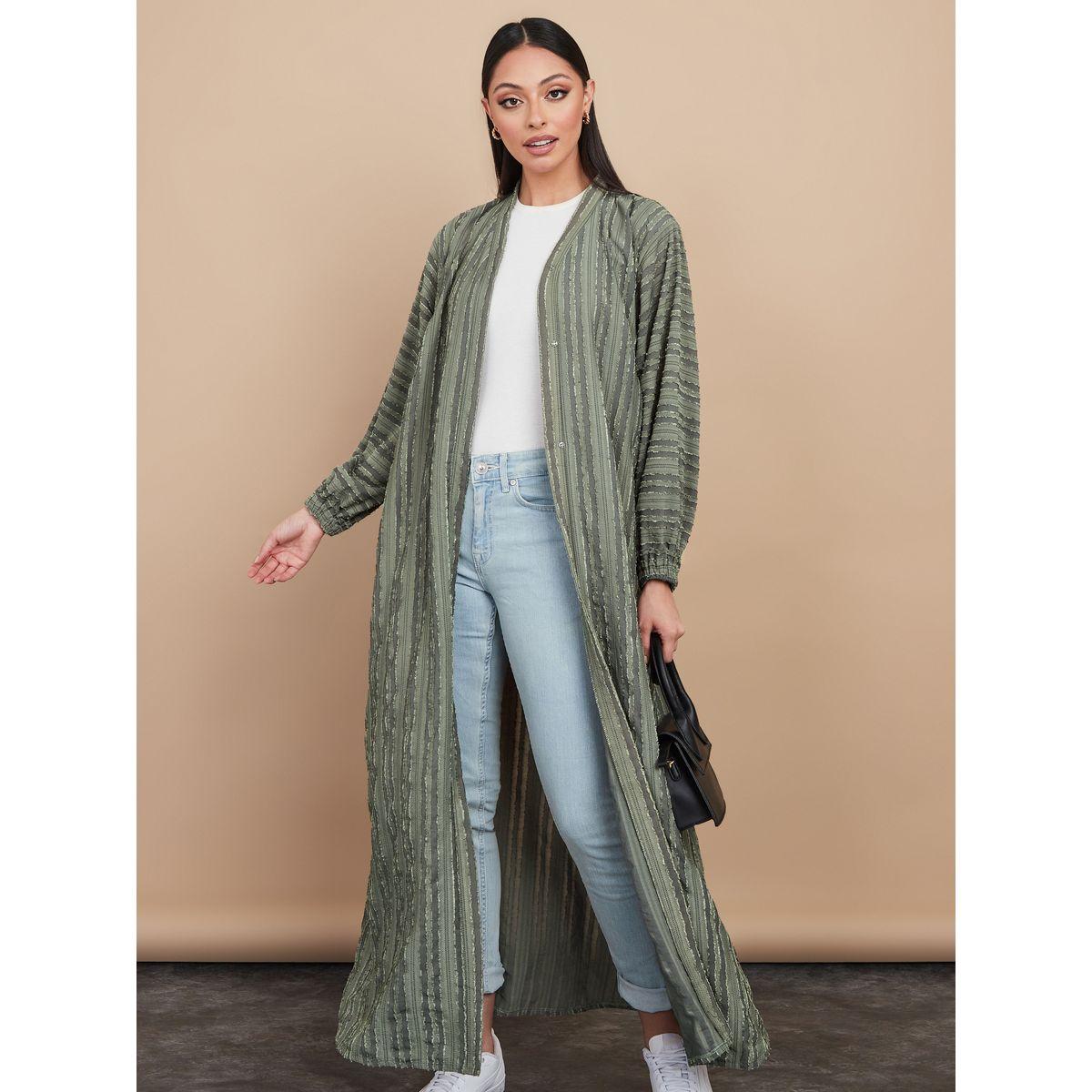 Styli Textured Abaya with Matching Sheila-women-arabicclothing-abayas-image-2