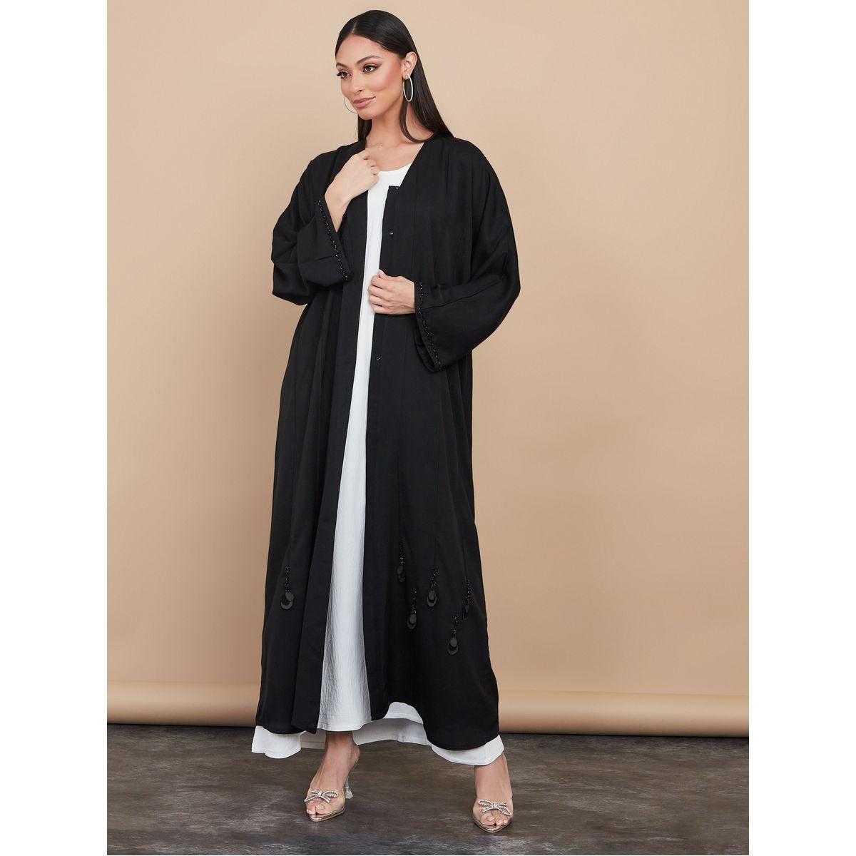 Styli Bottom Sequin Work Abaya with Matching Sheila-women-arabicclothing-abayas-image-1