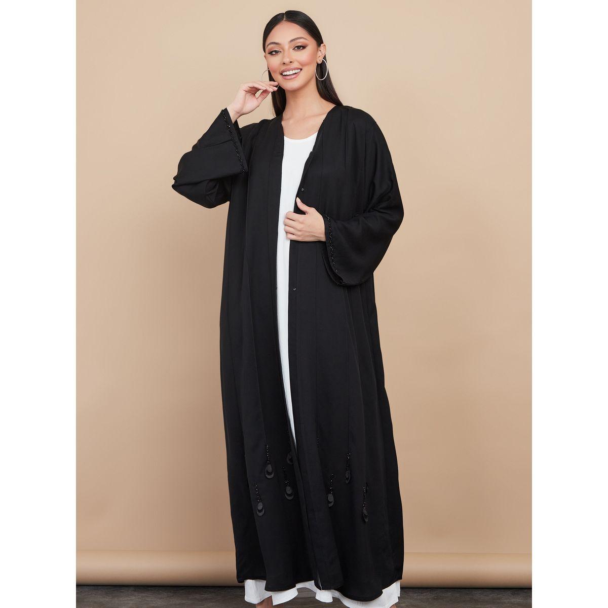 Styli Bottom Sequin Work Abaya with Matching Sheila-women-arabicclothing-abayas-image-2