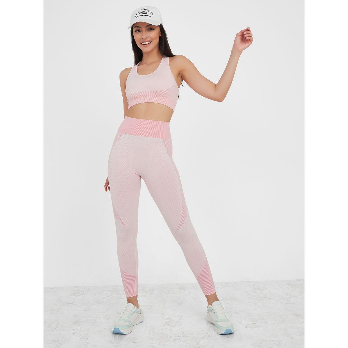 Styli Active Seamless Tonal Panel Effect Textured Sports Bra and Active Legging Set-women-clothing-sportswearandactivewear-trackpantsandtracksuits-image-1