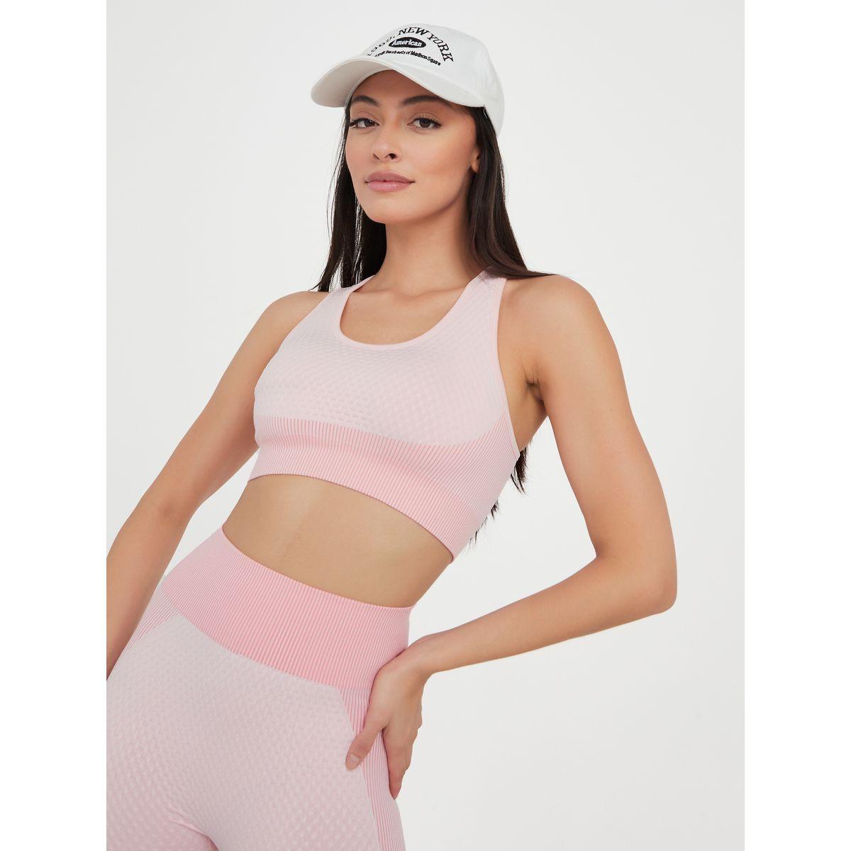 Styli Active Seamless Tonal Panel Effect Textured Sports Bra and Active Legging Set-women-clothing-sportswearandactivewear-trackpantsandtracksuits-image-3