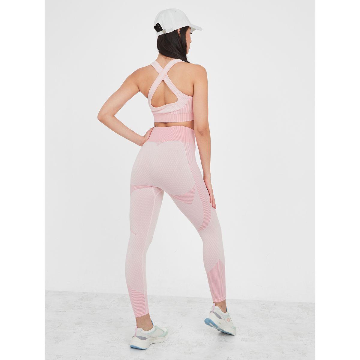 Styli Active Seamless Tonal Panel Effect Textured Sports Bra and Active Legging Set-women-clothing-sportswearandactivewear-trackpantsandtracksuits-image-7