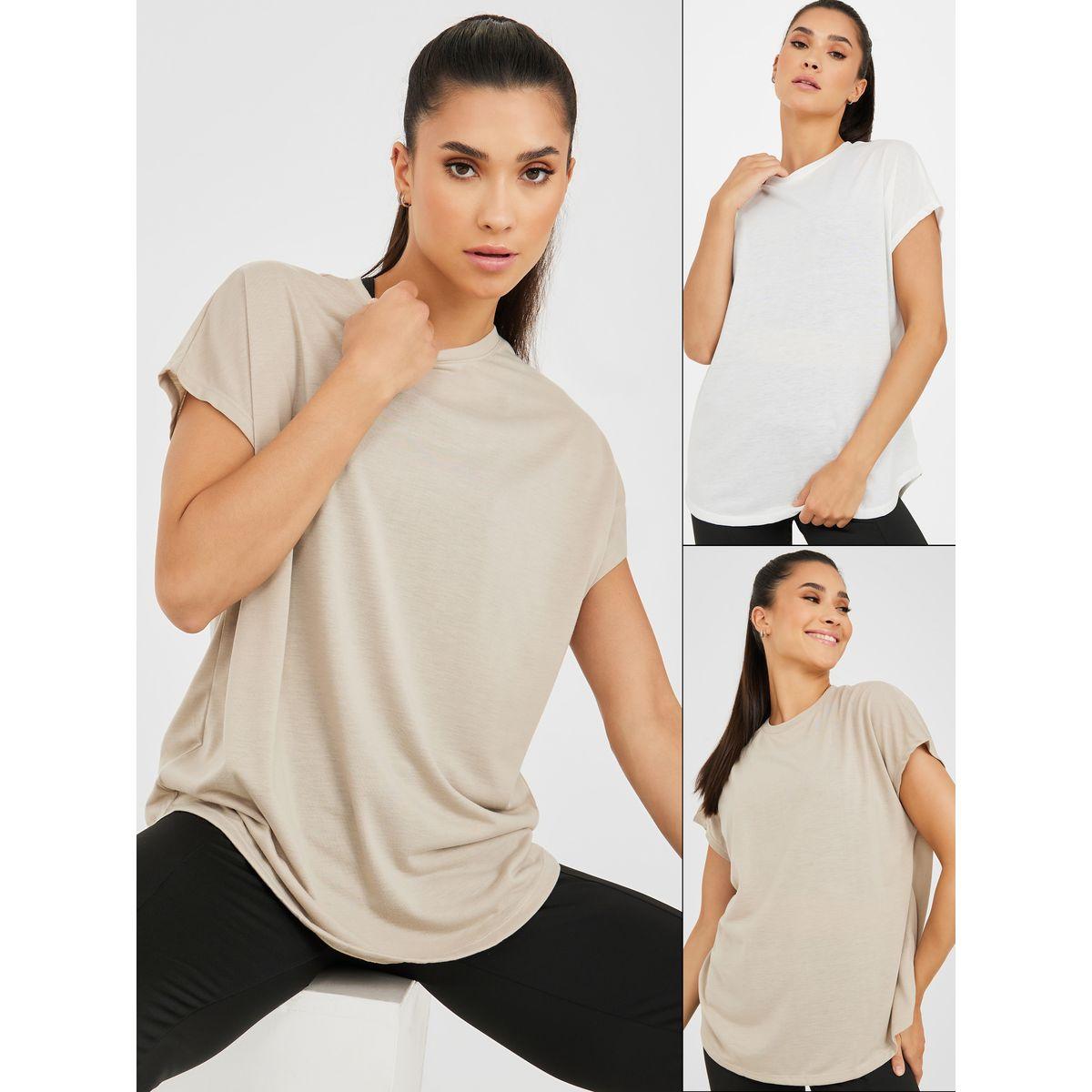 Styli Active Pack of 2 - Solid Curved Hem Active Tops-sports-women-clothing-tshirtsandvests-image-1