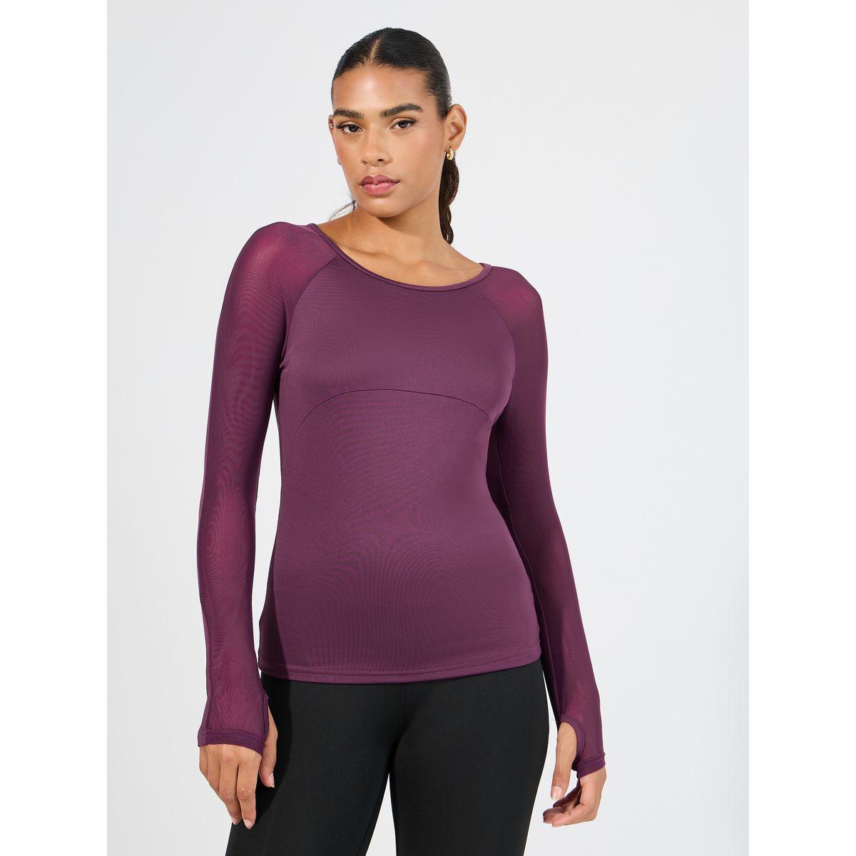 Styli Active Mesh Insert Thumbhole Top-women-clothing-sportswearandactivewear-tshirtsandvests-image-1