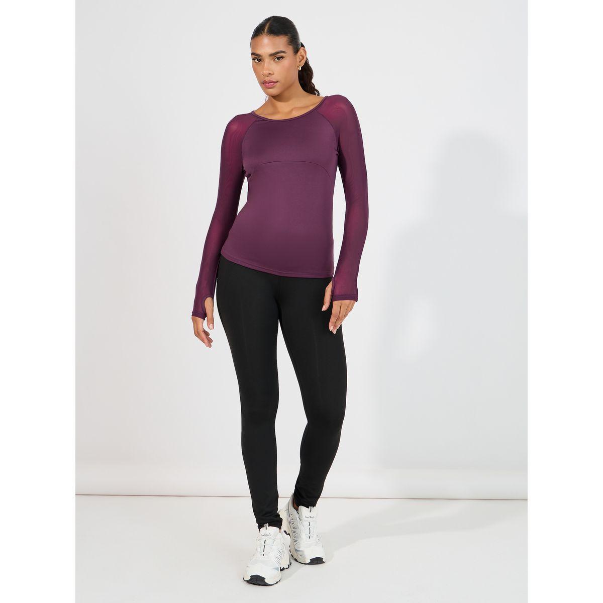 Styli Active Mesh Insert Thumbhole Top-women-clothing-sportswearandactivewear-tshirtsandvests-image-2
