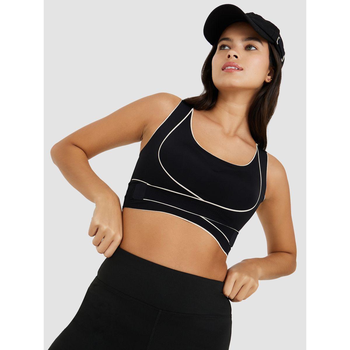 Styli Active Contrast Piping Detail Back Cut Out Sports Bra-women-clothing-sportswearandactivewear-sportsbras-image-1