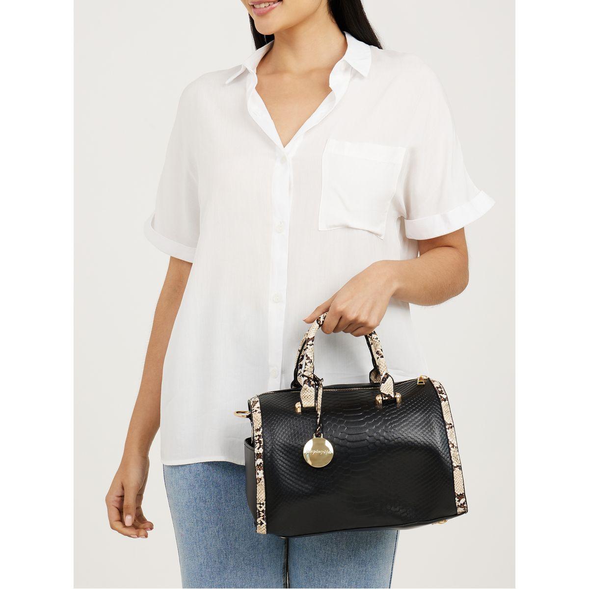 Styli Snakeskin Print Textured Handbag-women-bagsandwallets-handbags-image-2