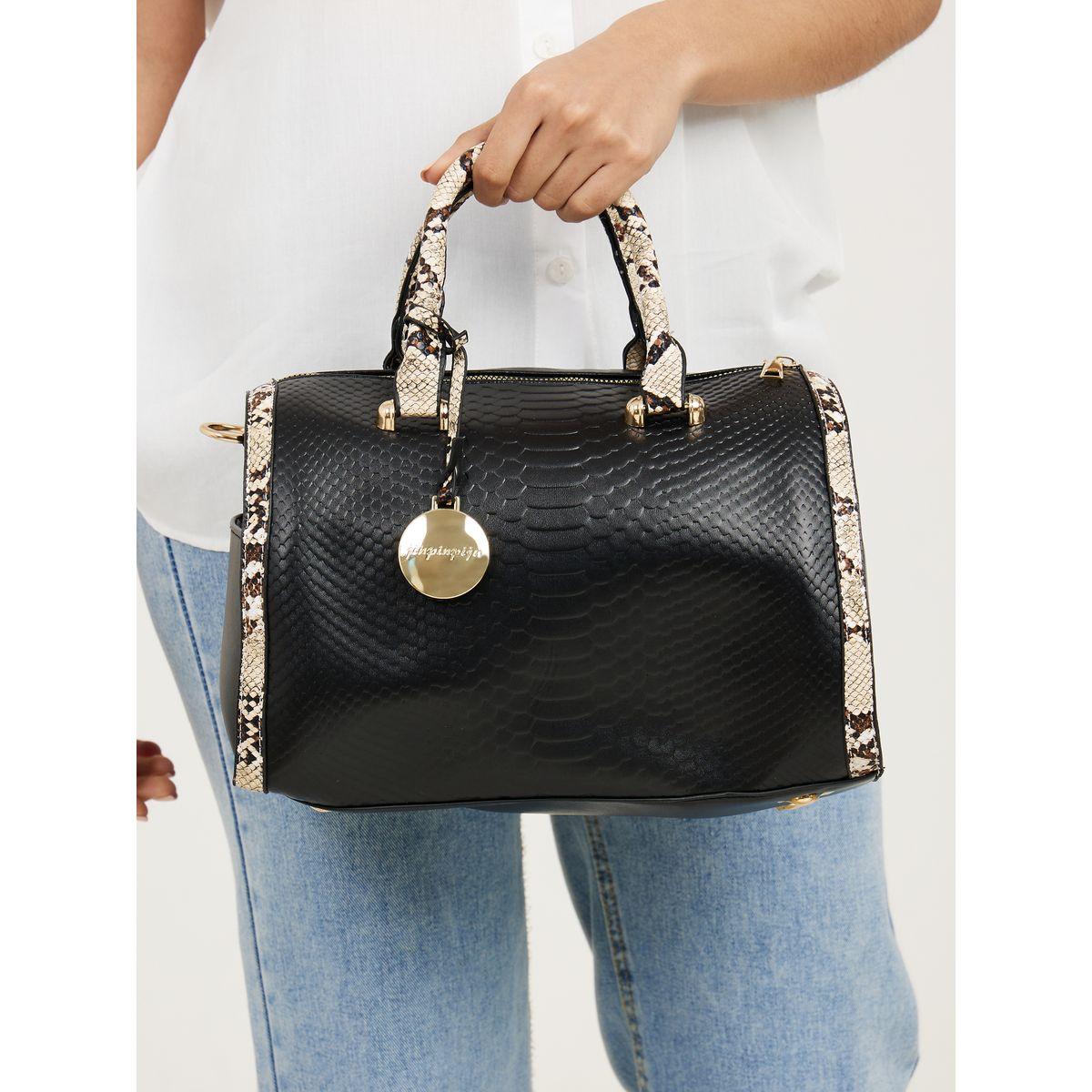 Styli Snakeskin Print Textured Handbag-women-bagsandwallets-handbags-image-3