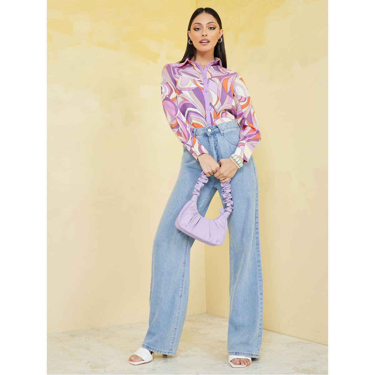 Styli Abstract Print Collared Neck Regular Fit Shirt-women-clothing-shirtsandblouses-shirts-image-2