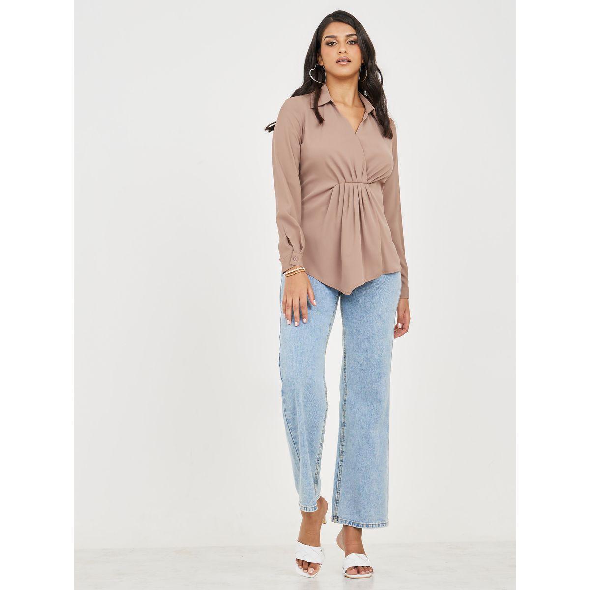 بلوزة بحواف غير متماثلة الطول-women-clothing-shirtsandblouses-shirts-image-2