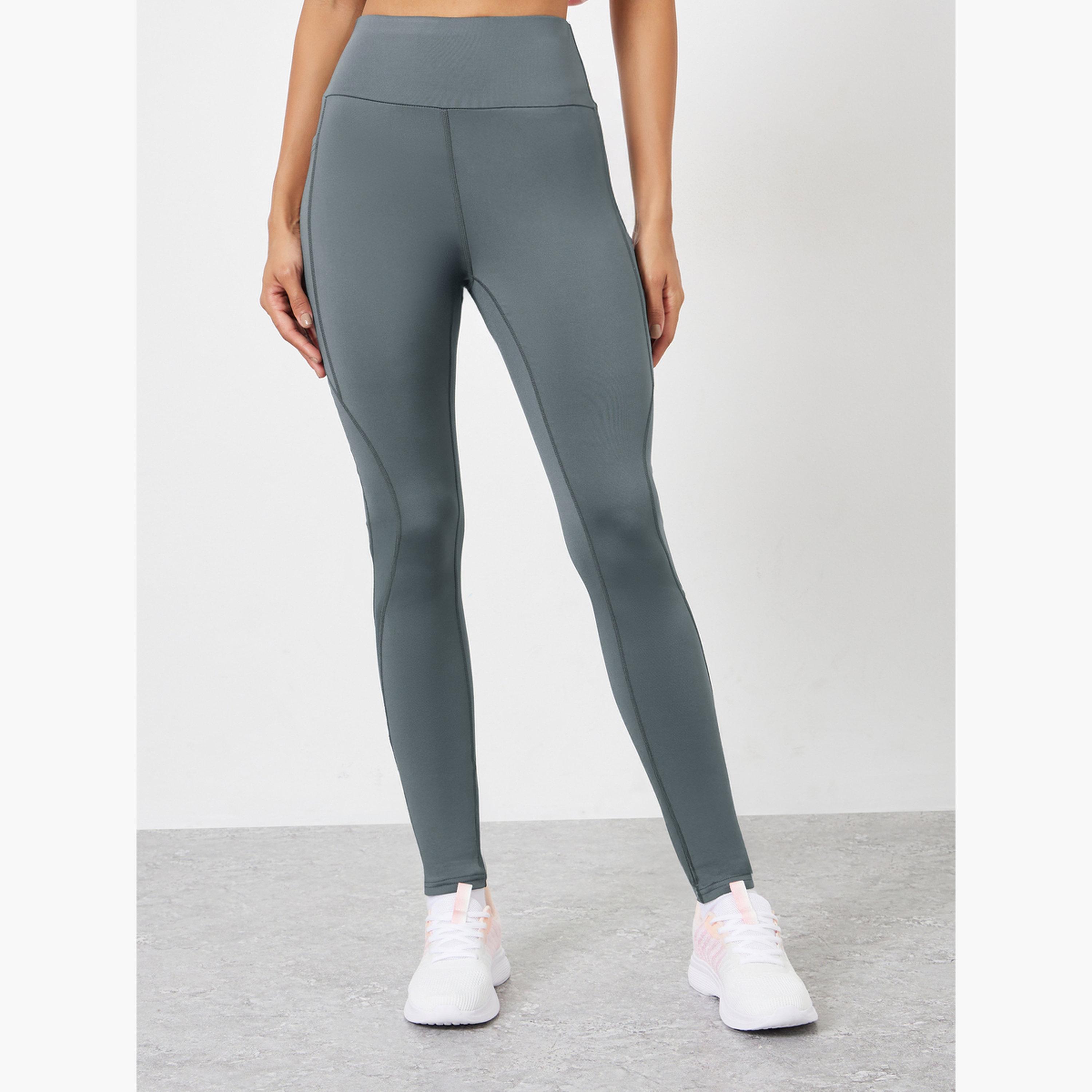 Styli Charcoal Single Side Reflector Stripe Leggings-women-clothing-sportswearandactivewear-bottoms-leggings-image-1