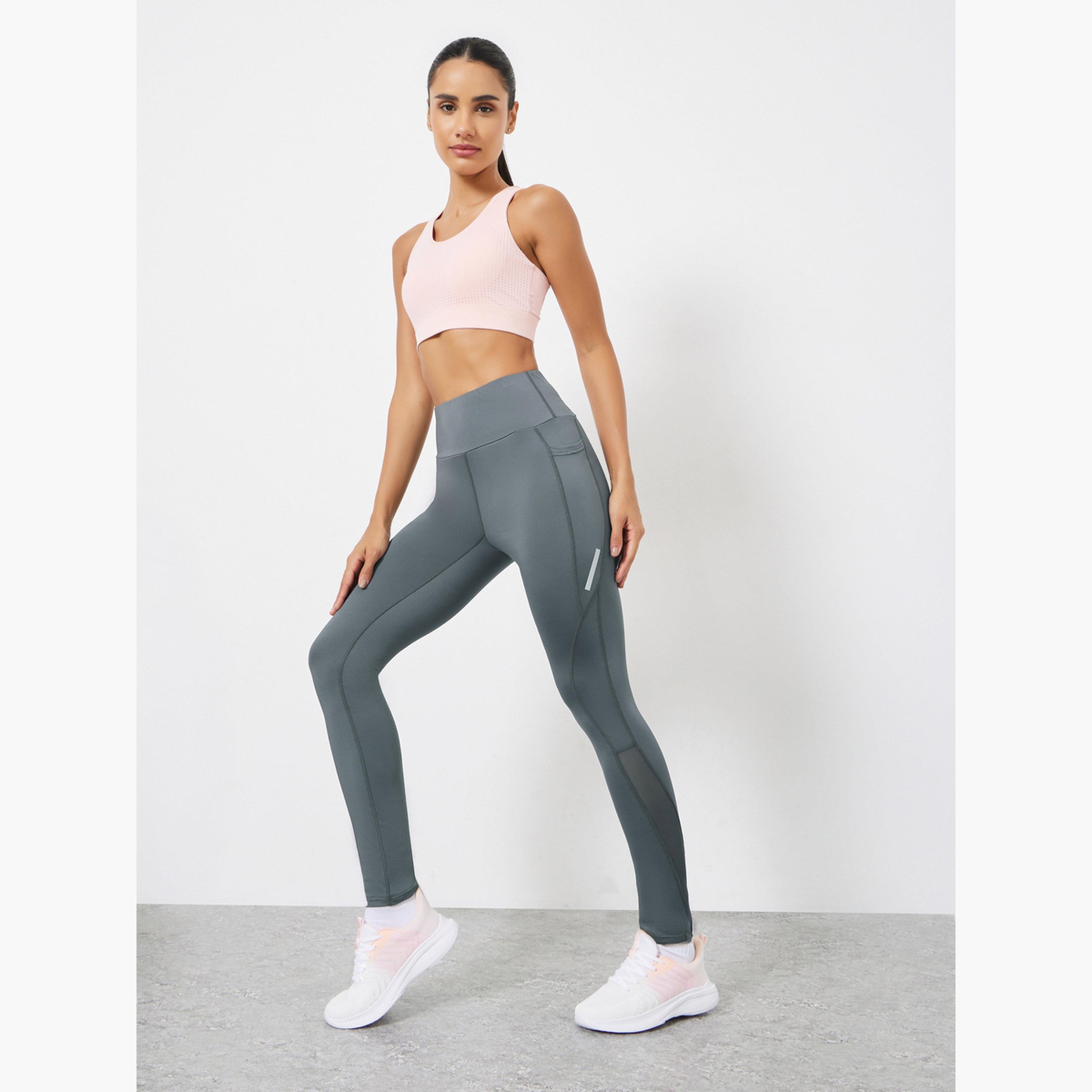 Styli Charcoal Single Side Reflector Stripe Leggings-women-clothing-sportswearandactivewear-bottoms-leggings-image-2