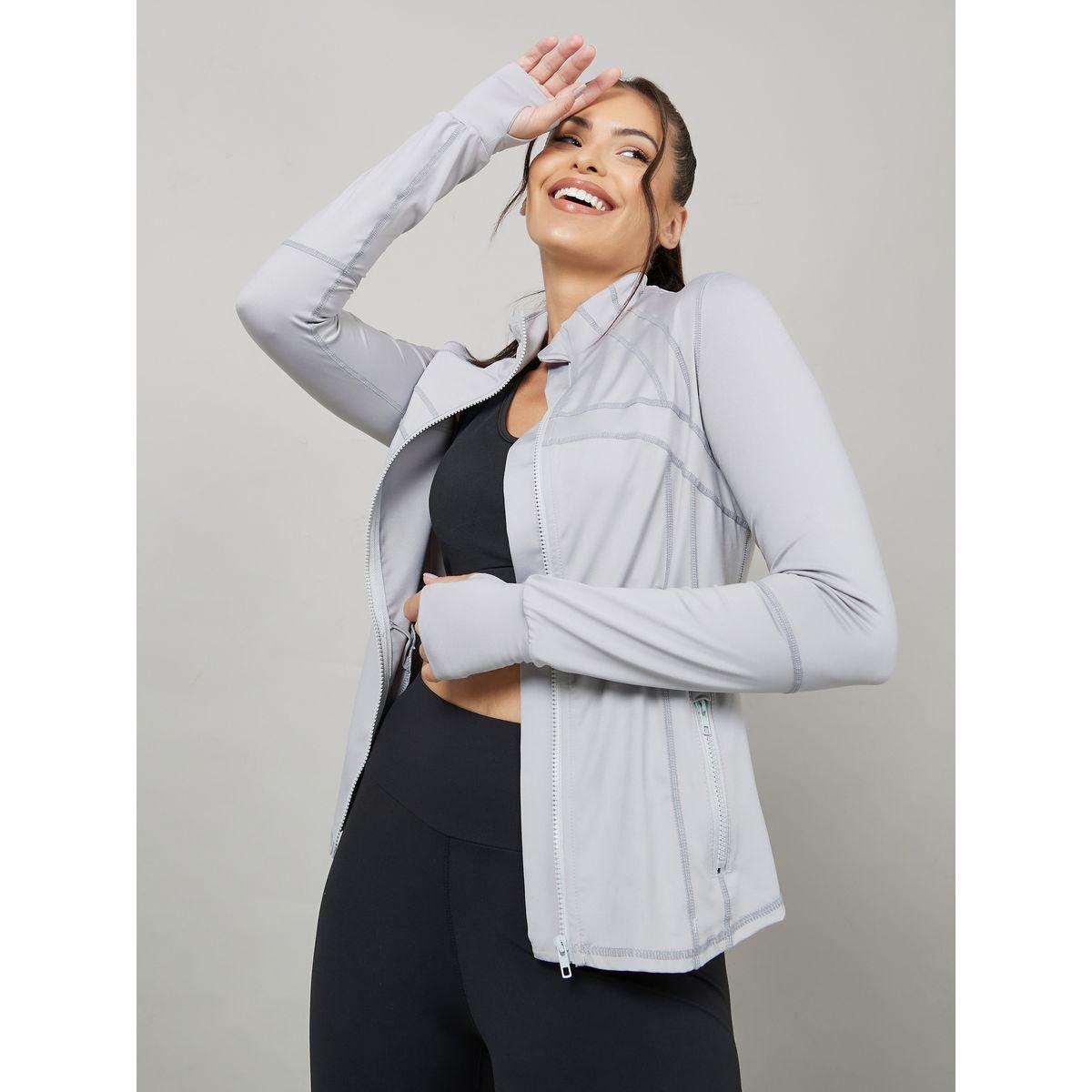 Styli Active Zip Slit Pockets Overlay Flap Back Detail Thumbhole Active Jacket-women-clothing-sportswearandactivewear-coatsandjackets-jackets-image-3