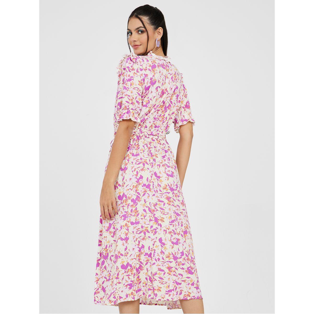 Styli Floral Print Wrap Front A-Line Midi Dress-women-clothing-dresses-image-4