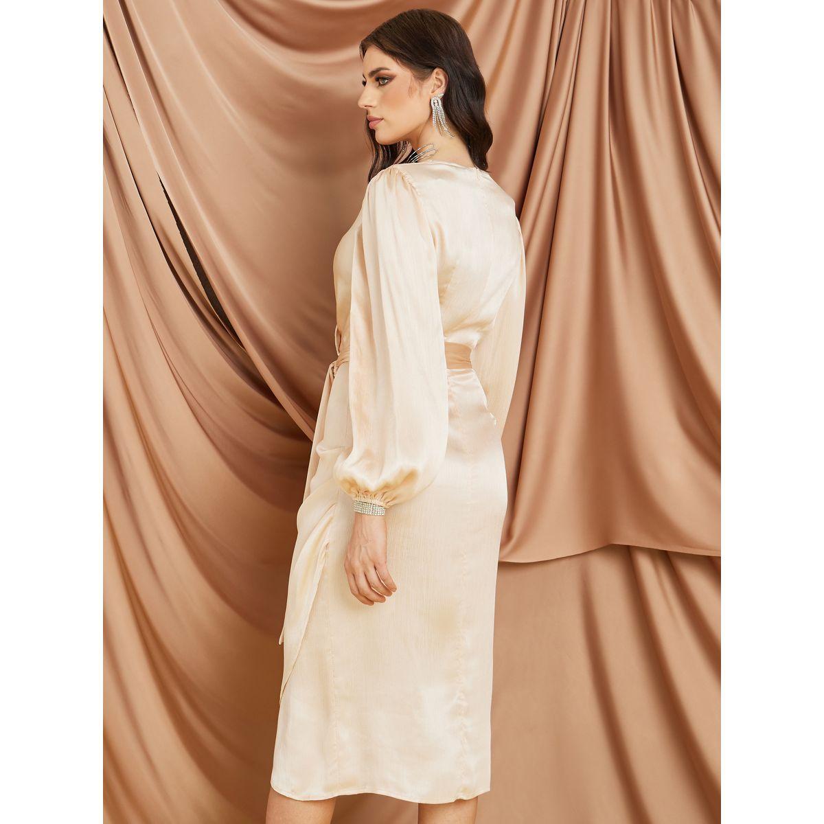 فستان ميدي ساتان بنمط لف-women-clothing-dresses-image-4