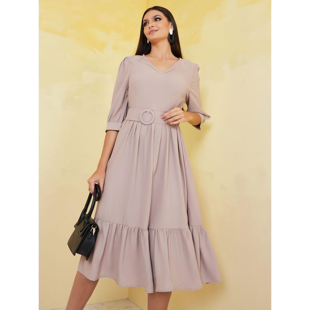 فستان ميدي بحزام خصر-women-clothing-dresses-image-2