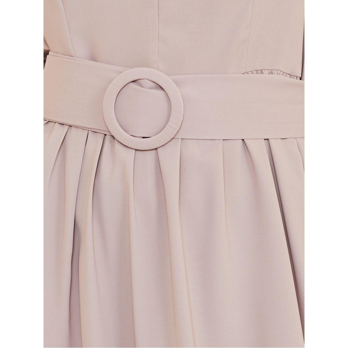 Styli V Neck Belted A-Line Midi Dress-women-clothing-dresses-image-3