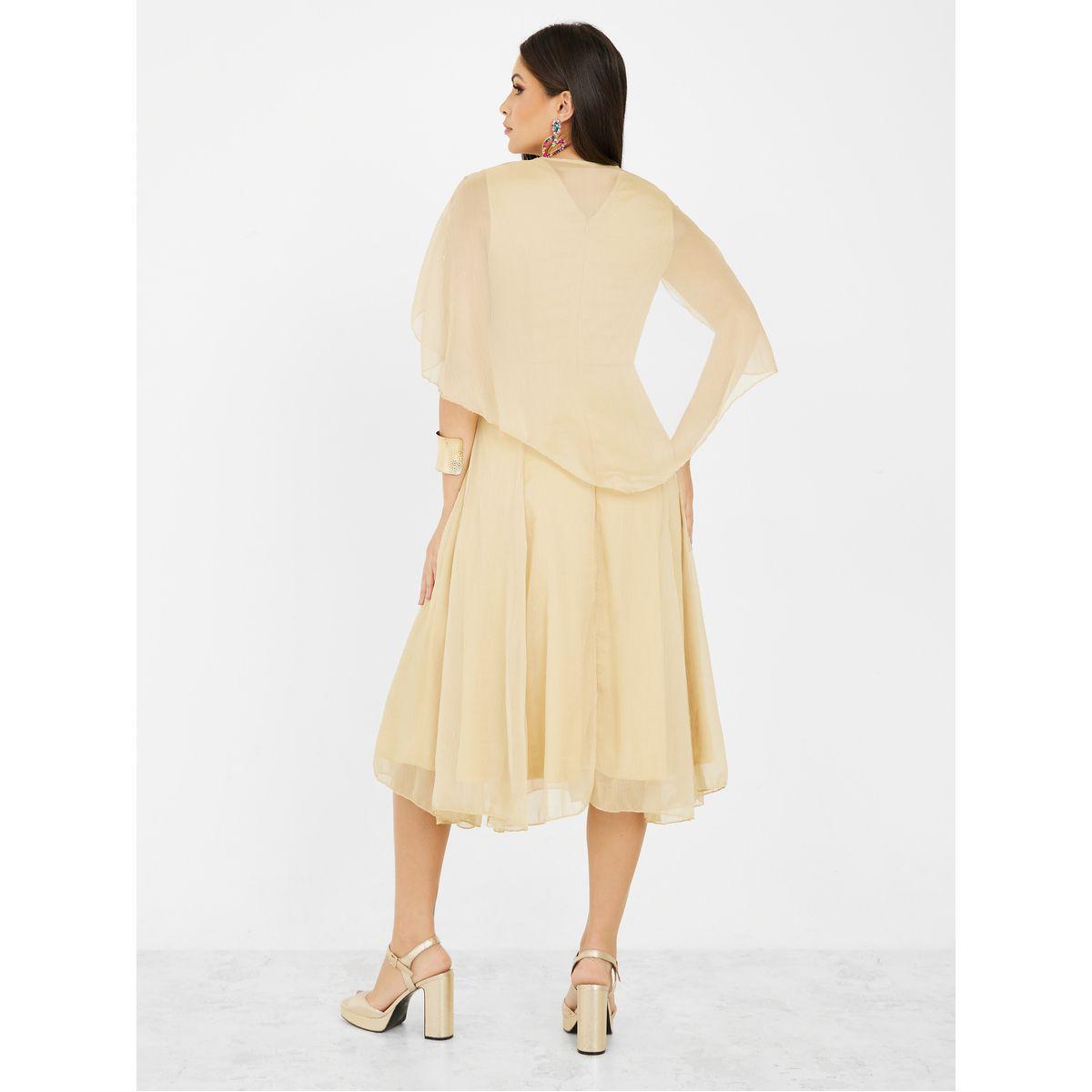 فستان ميدي باكمام مزينة بشق-women-clothing-dresses-image-4