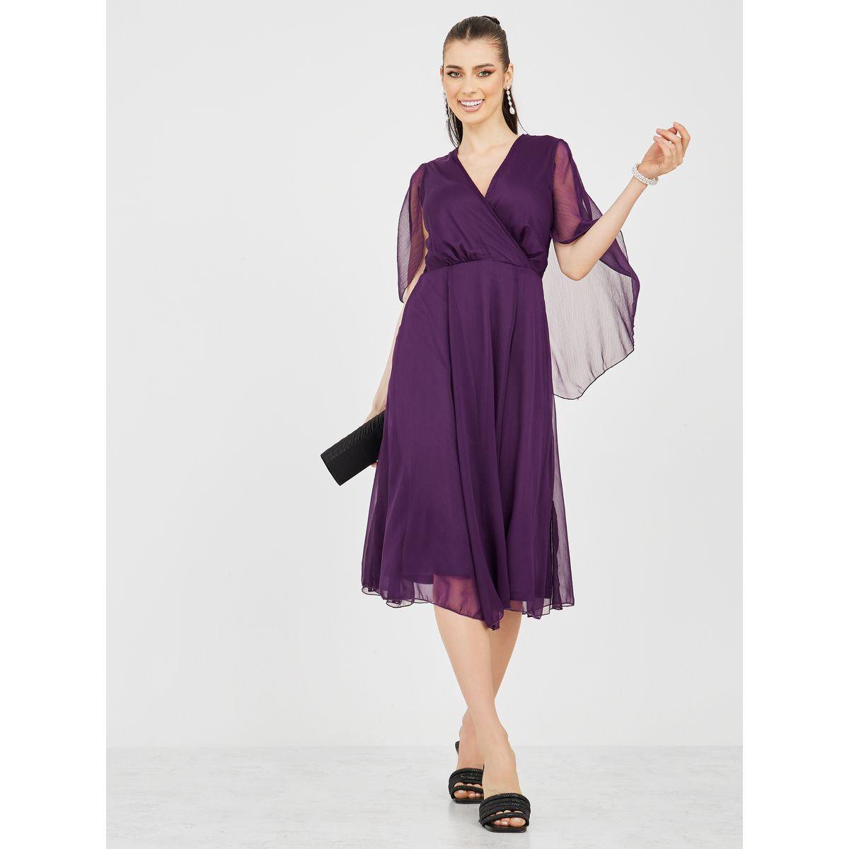 Styli Cape Sleeve A-Line Midi Dress-women-clothing-dresses-image-1