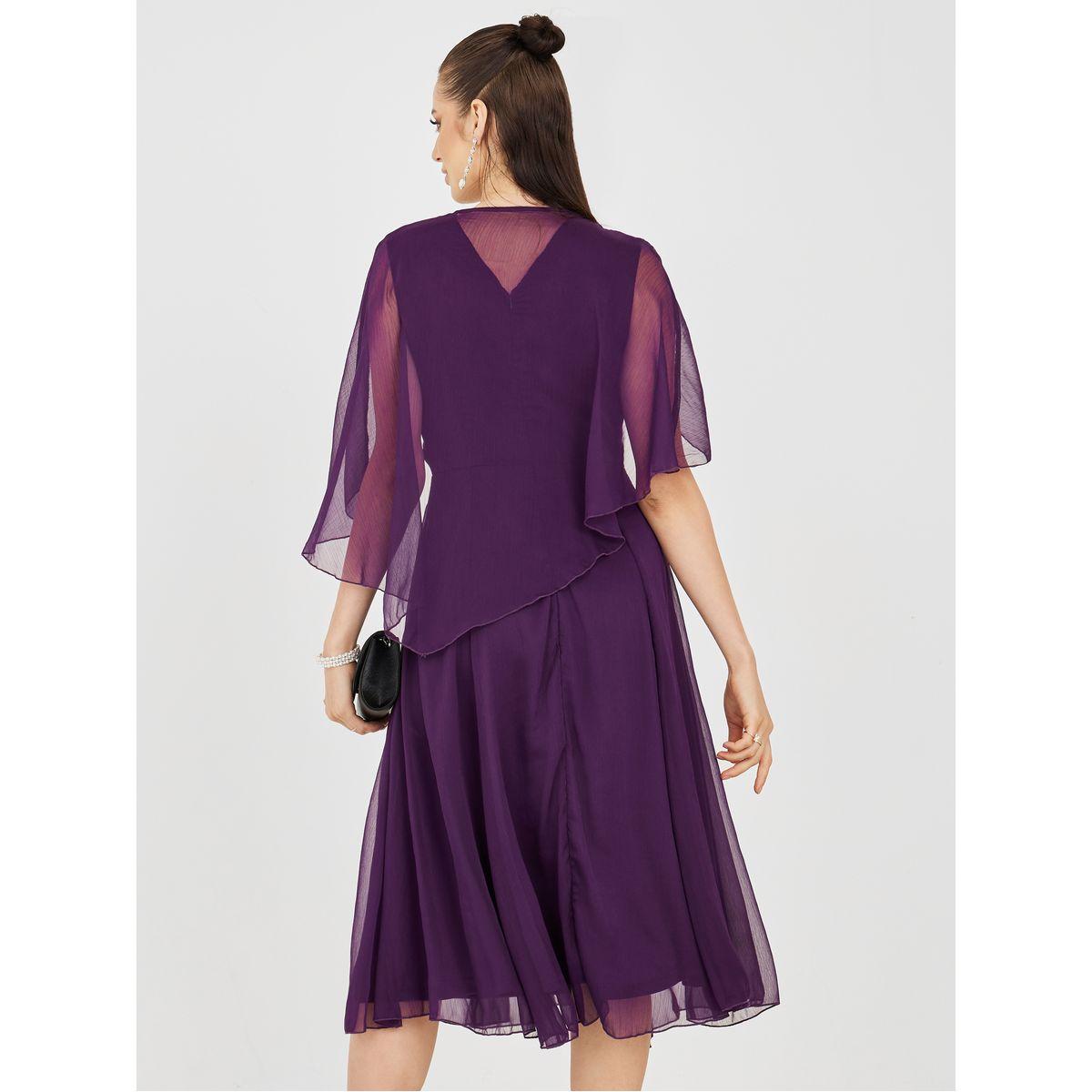 Styli Cape Sleeve A-Line Midi Dress-women-clothing-dresses-image-4