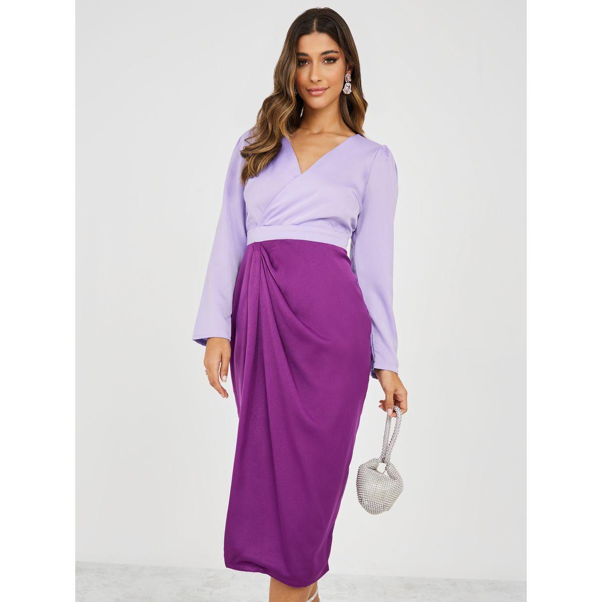 Styli Colorblock Pleat Midi Dress-women-clothing-dresses-image-2