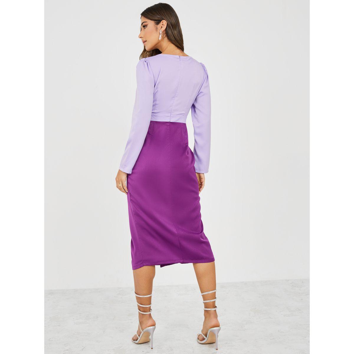 Styli Colorblock Pleat Midi Dress-women-clothing-dresses-image-4