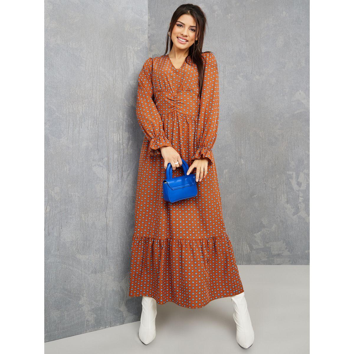 Styli Long Sleeves Geo Print A-Line Maxi Dress-women-clothing-dresses-image-1