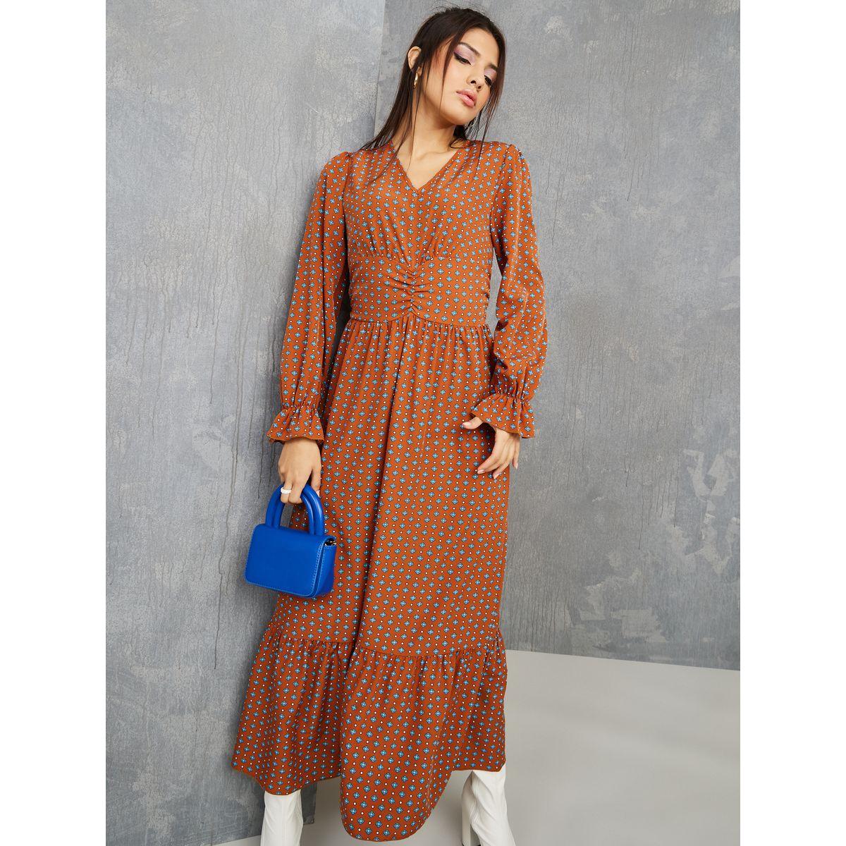 Styli Long Sleeves Geo Print A-Line Maxi Dress-women-clothing-dresses-image-2