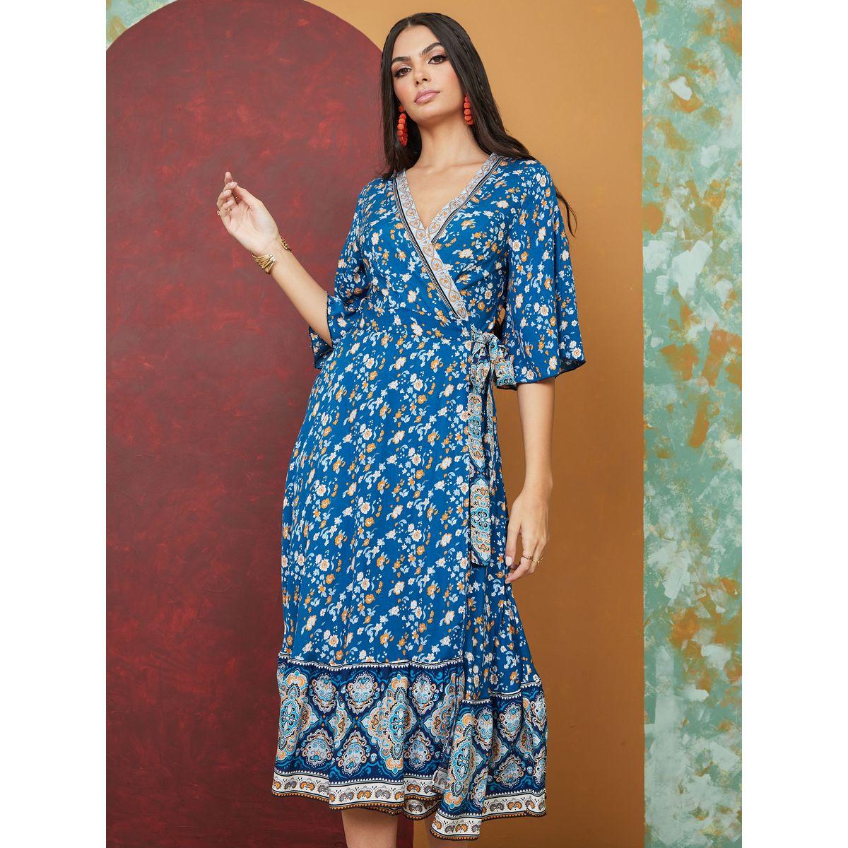 Styli Bohemian Print Wrap Midi Dress-women-clothing-dresses-image-1