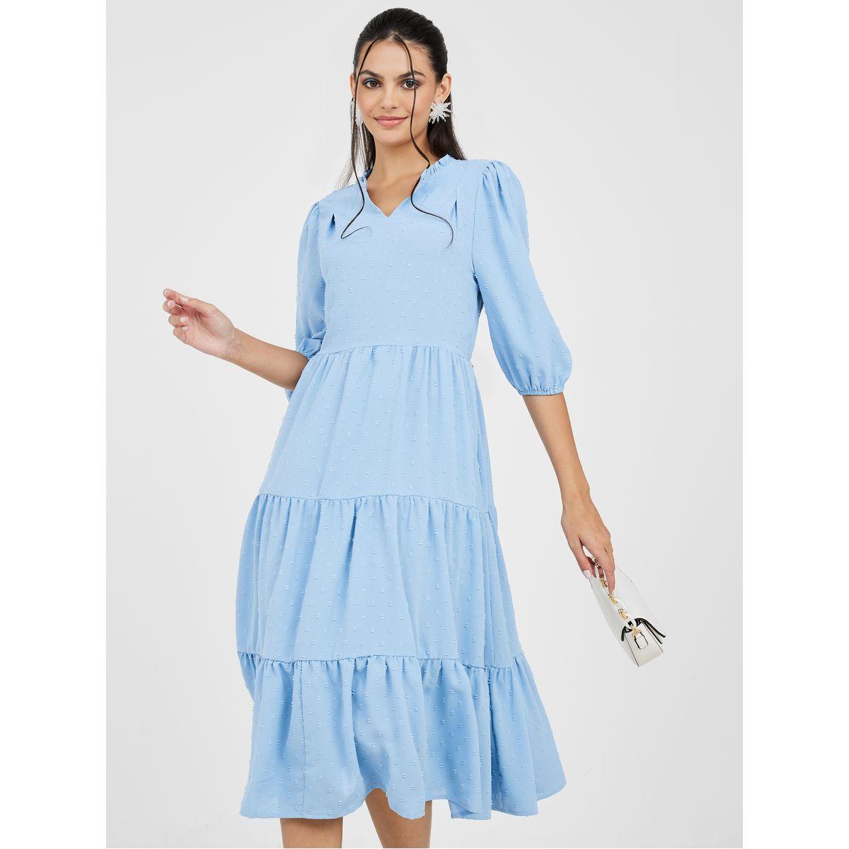 Styli Dobby Tiered Midi Dress-women-clothing-dresses-image-1
