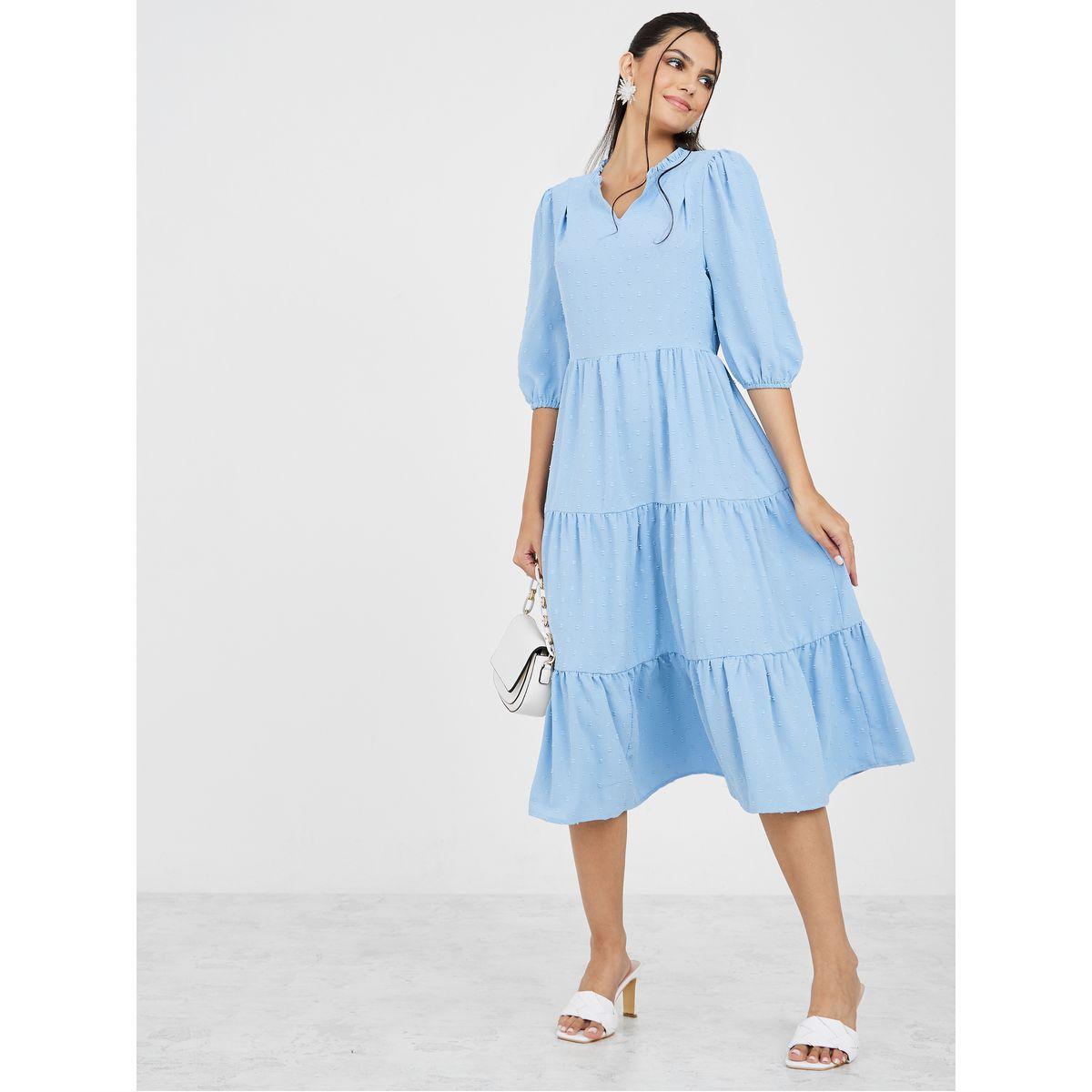 Styli Dobby Tiered Midi Dress-women-clothing-dresses-image-2