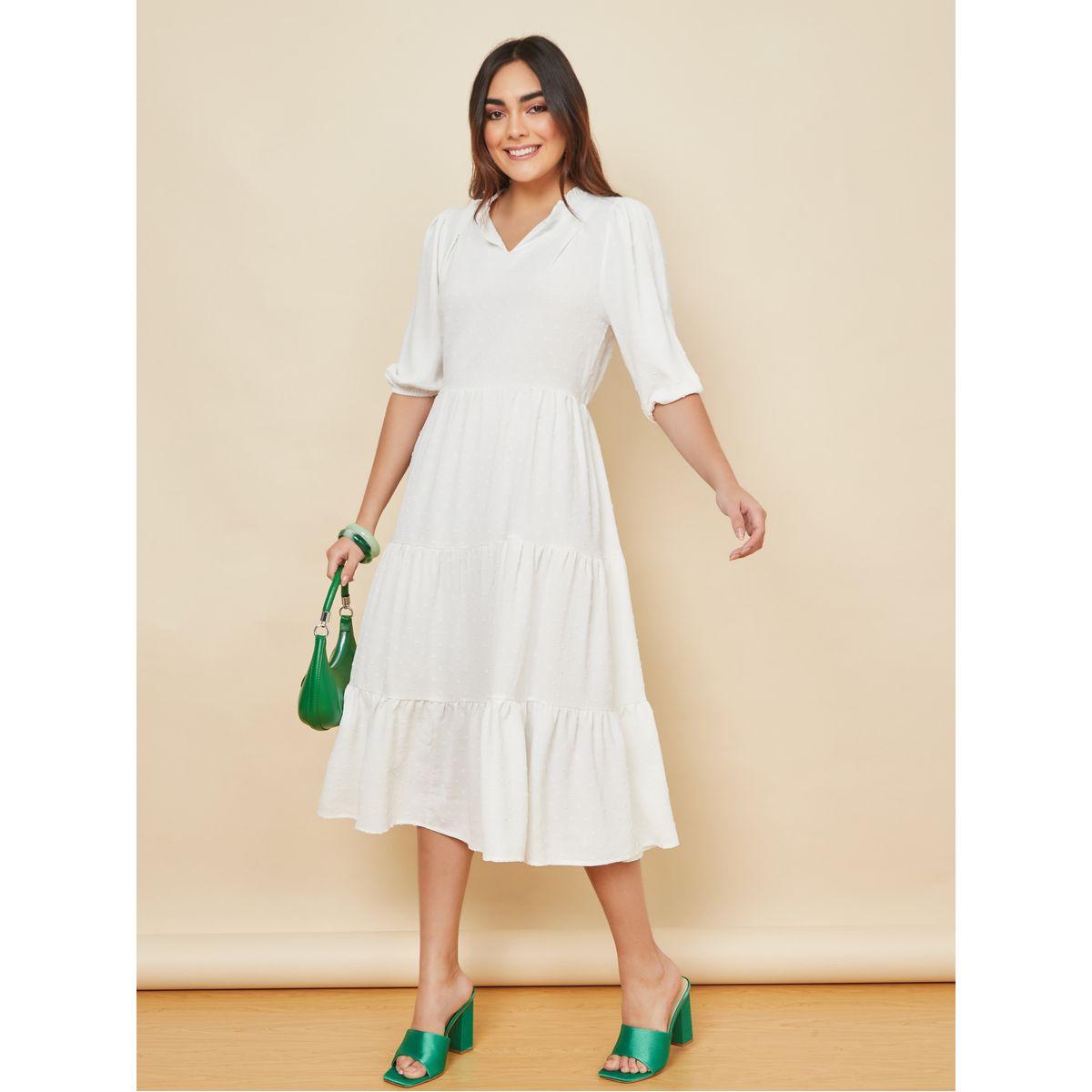 Styli Notch Neck Dobby Tiered Midi Dress-women-clothing-dresses-image-2