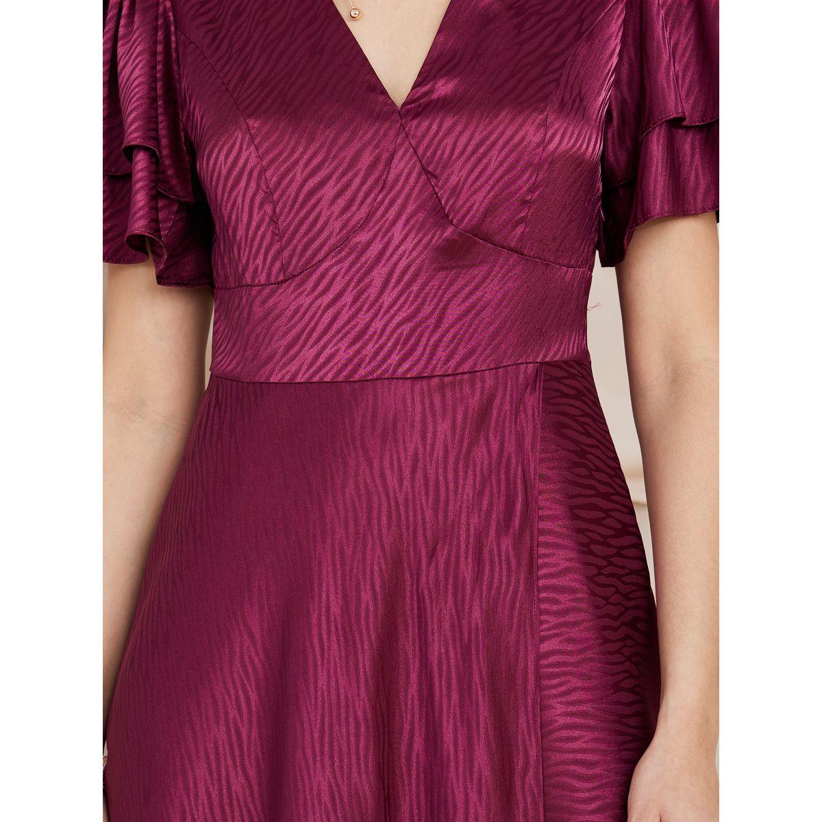 Styli Frill Sleeve Jacquard A-Line Maxi Dress-women-clothing-dresses-image-3