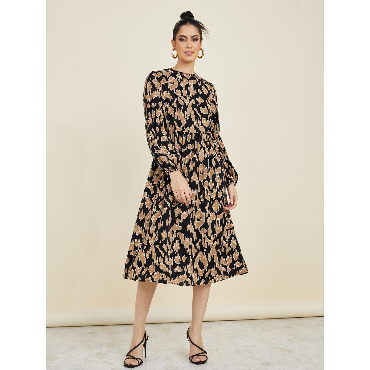 Styli Long Sleeves Abstract Print A-Line Midi Dress-women-clothing-dresses-image-2