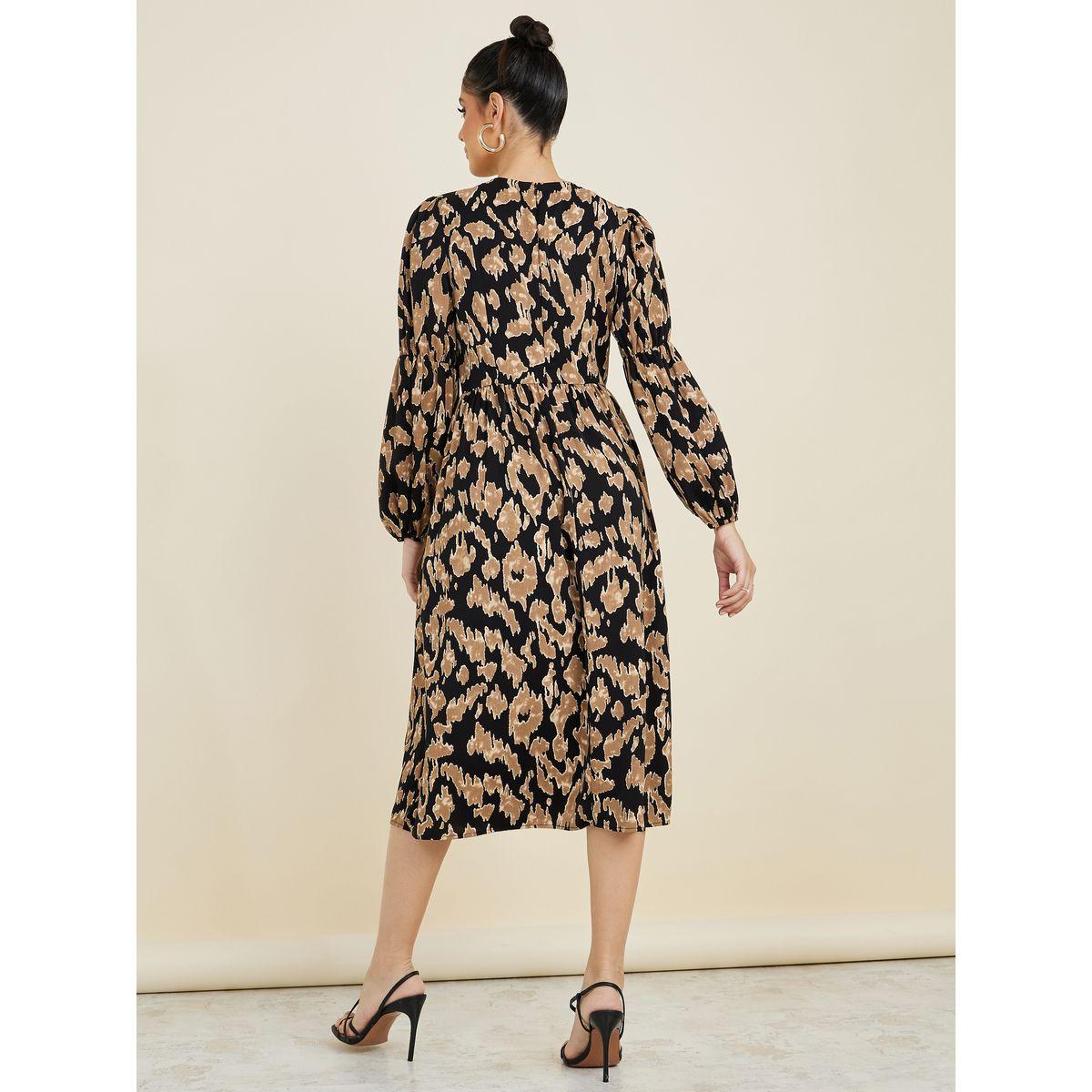 Styli Long Sleeves Abstract Print A-Line Midi Dress-women-clothing-dresses-image-4