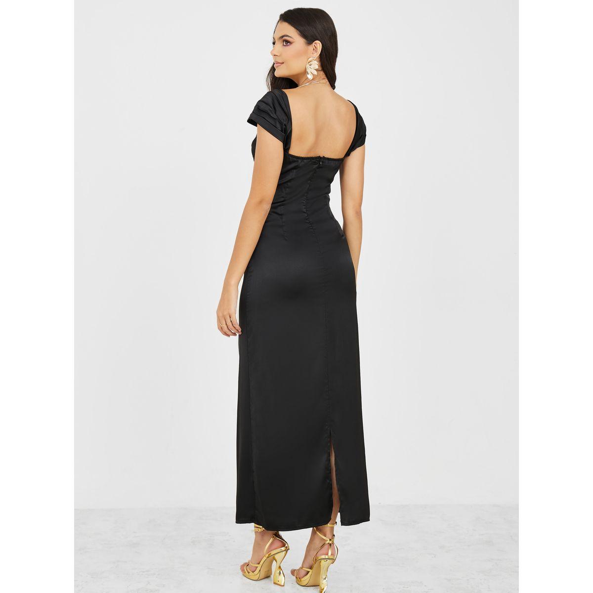 Styli Cap Sleeve Square Neck Sheath Maxi Dress-women-clothing-dresses-image-4