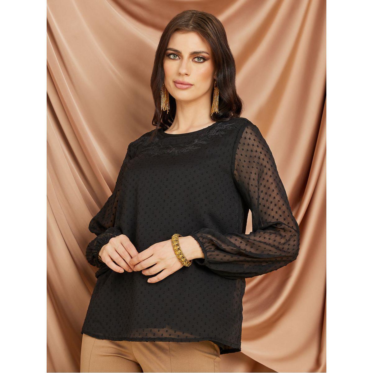 Styli Embroidery Neckline Dobby Blouse-women-clothing-shirtsandblouses-blouses-image-3