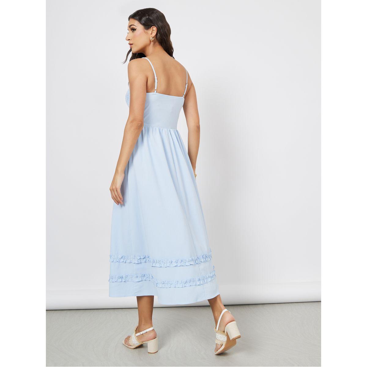 Styli Smocked Detail Tiered Midi Dress-women-clothing-dresses-image-4
