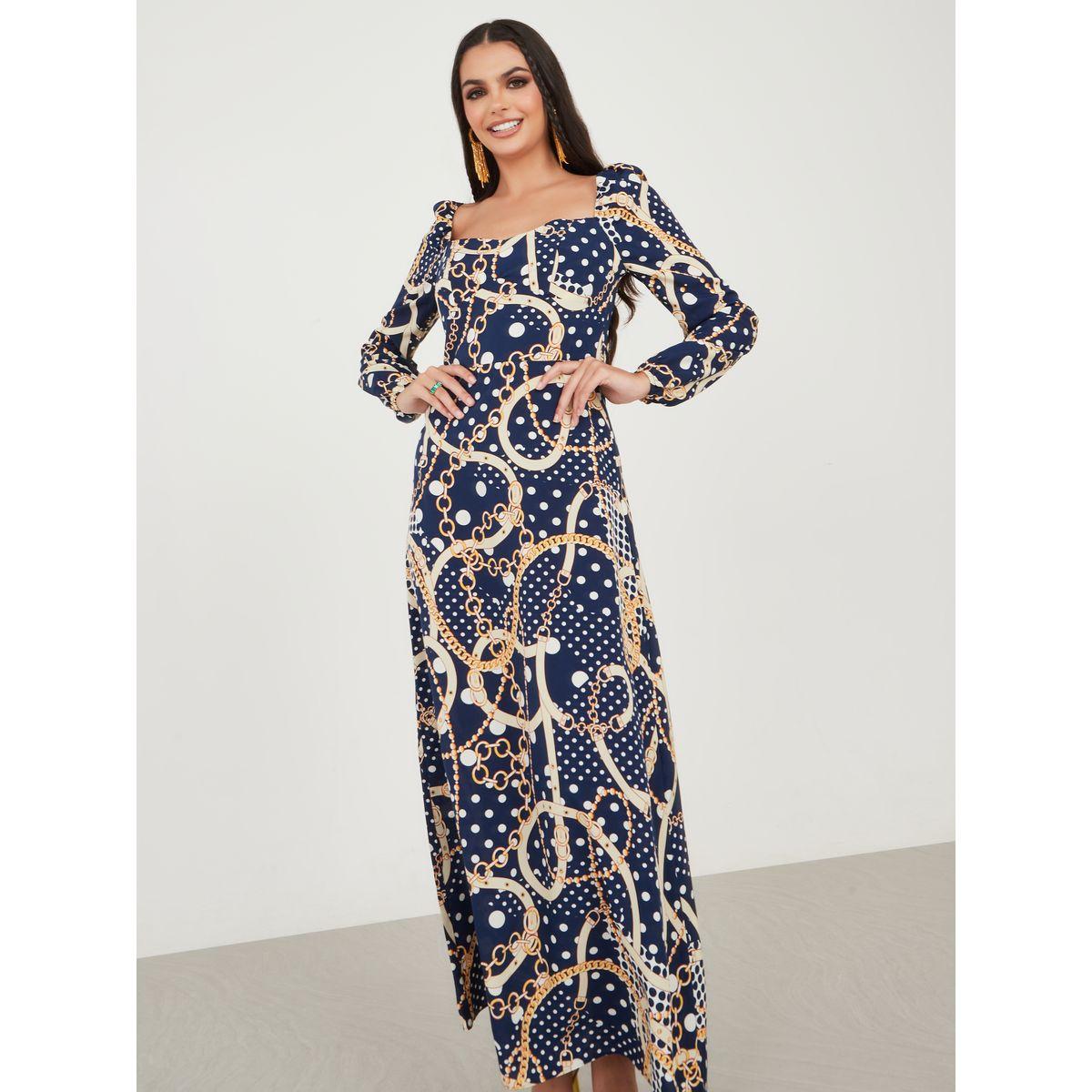 Styli Chain AOP A-Line Maxi Dress-women-clothing-dresses-image-1
