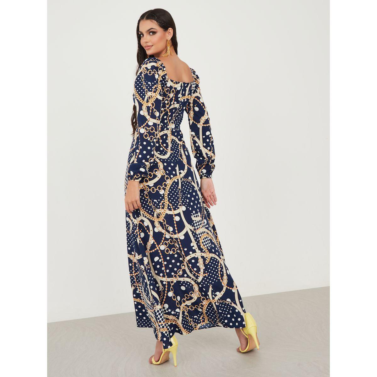 Styli Chain AOP A-Line Maxi Dress-women-clothing-dresses-image-4