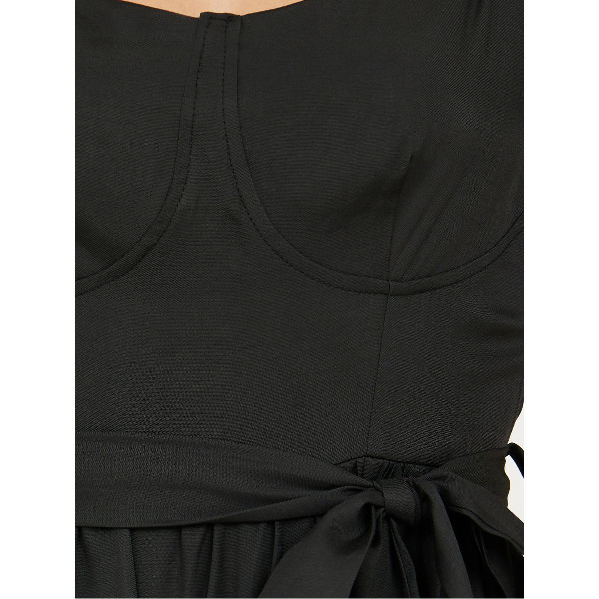 Styli Solid Tiered A-Line Maxi Dress with Self Tie-women-clothing-dresses-image-3