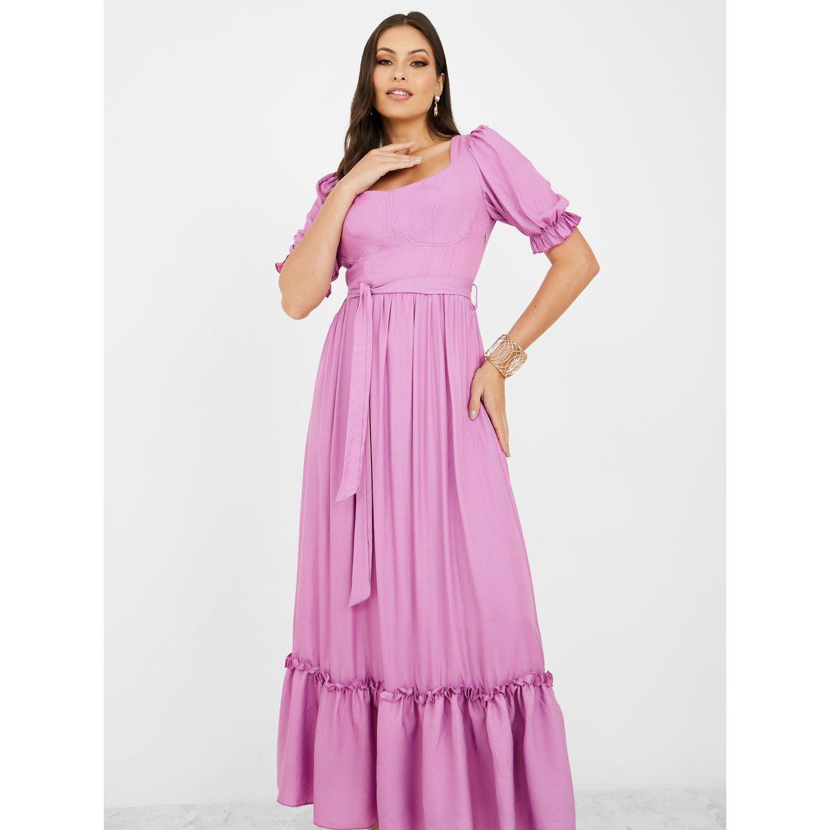 Styli Ruffle Detail Square Neck A-Line Maxi Dress-women-clothing-dresses-image-2