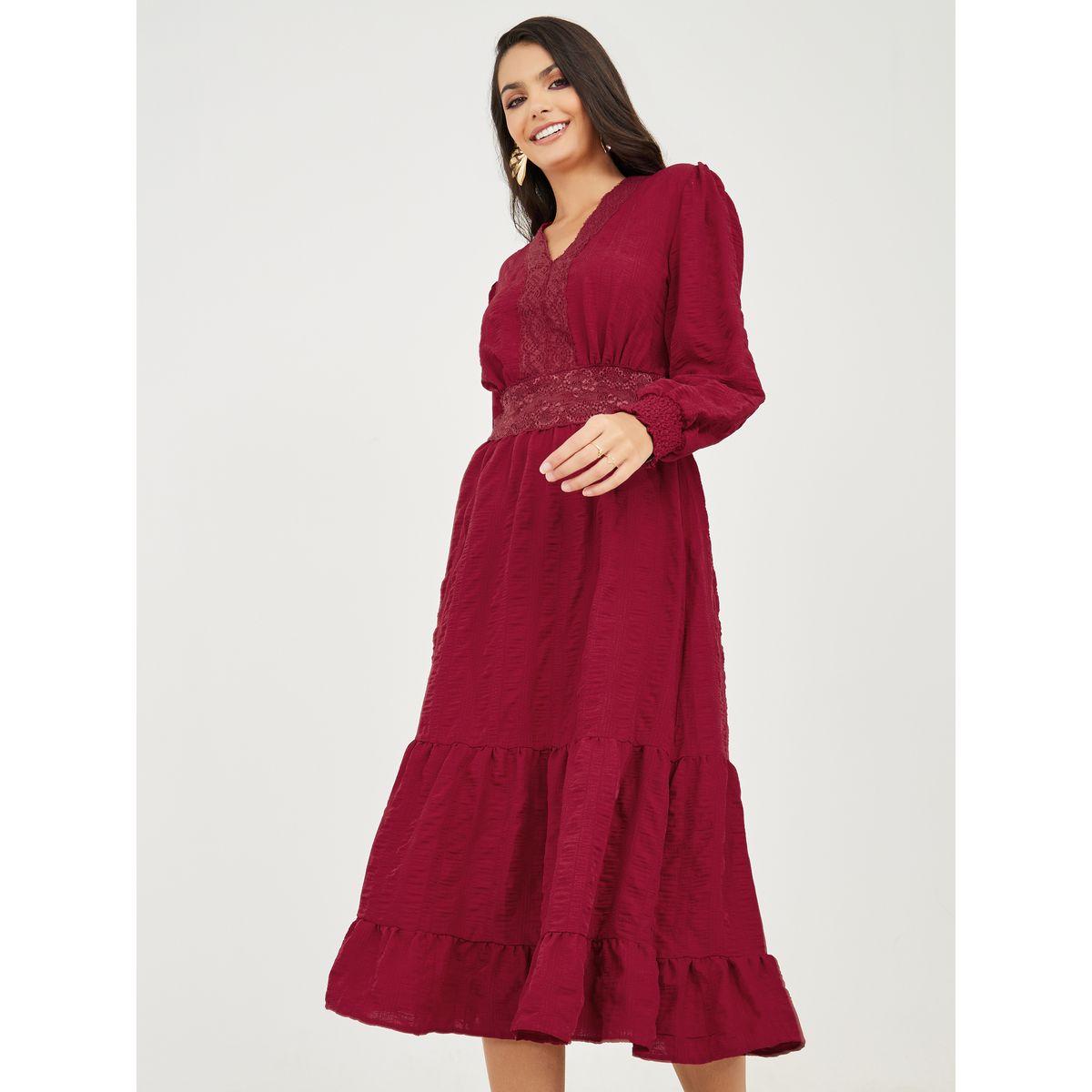 فستان ميدي بتداخلات دانتيل-women-clothing-dresses-image-1