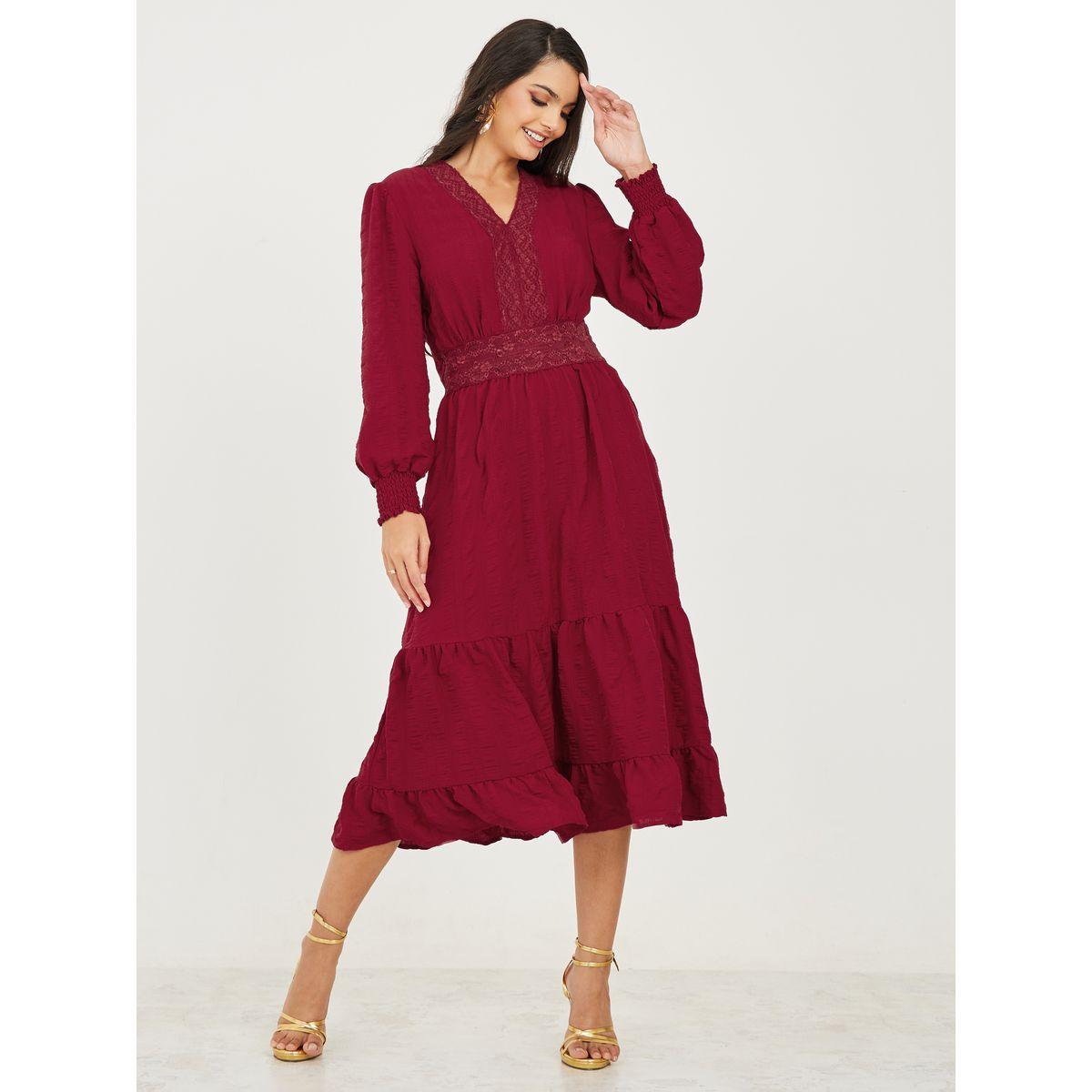فستان ميدي بتداخلات دانتيل-women-clothing-dresses-image-2