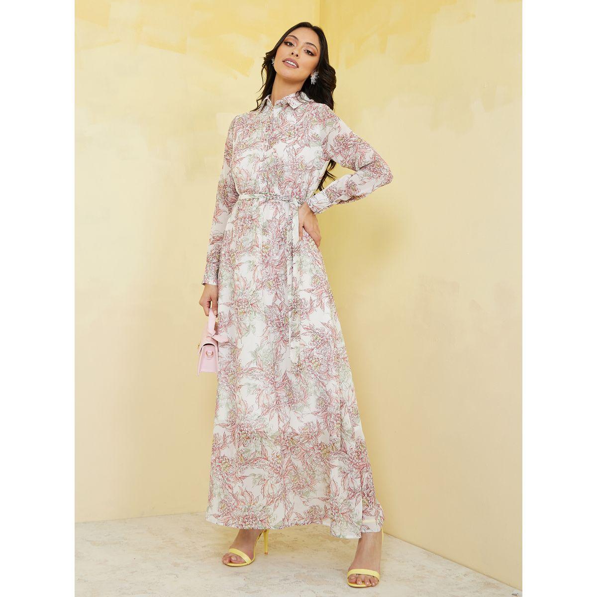 فستان طويل مطبع بالكامل مع حزام-women-clothing-dresses-image-1