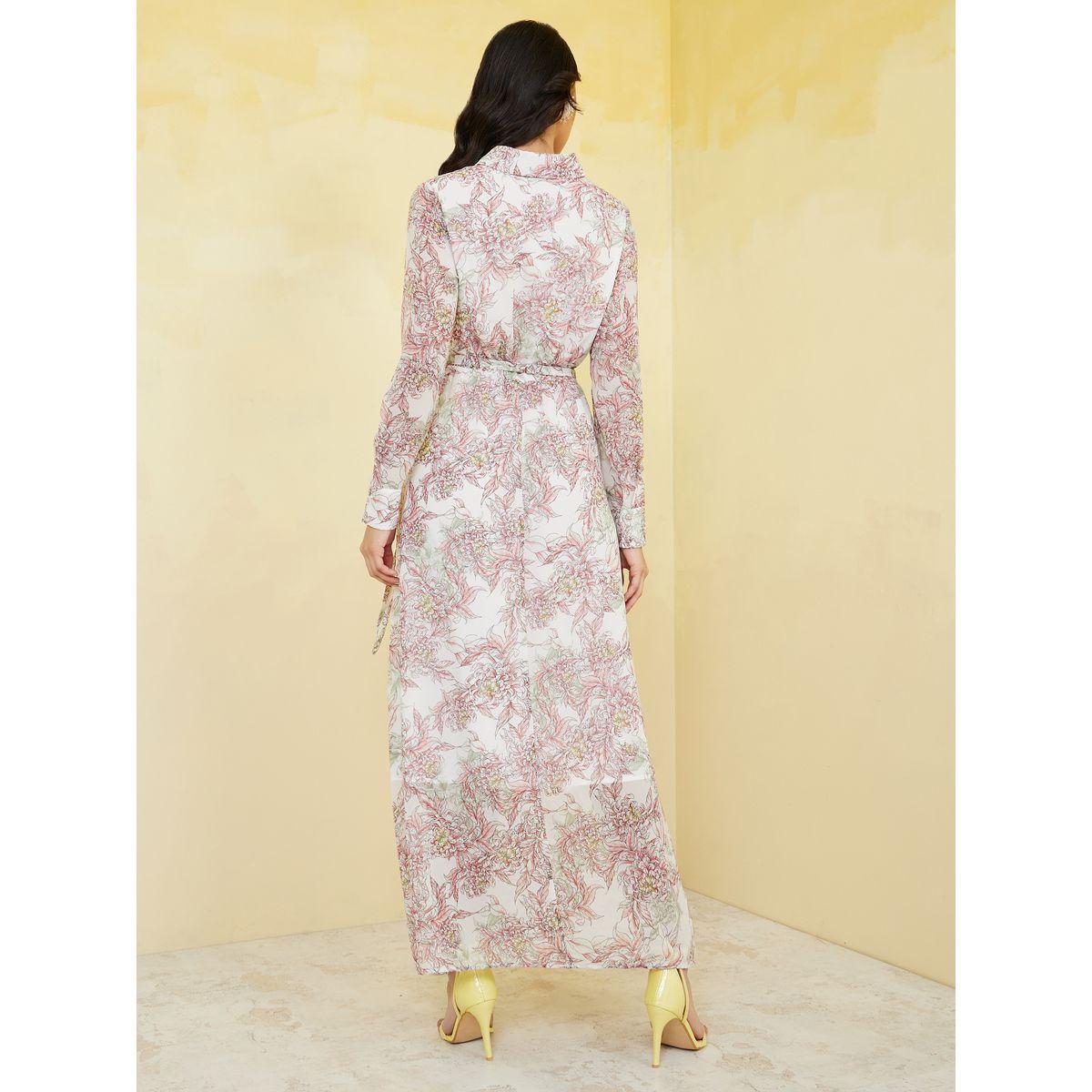 Styli All Over Print Shirt Maxi Dress with Tie Belt-women-clothing-dresses-image-4