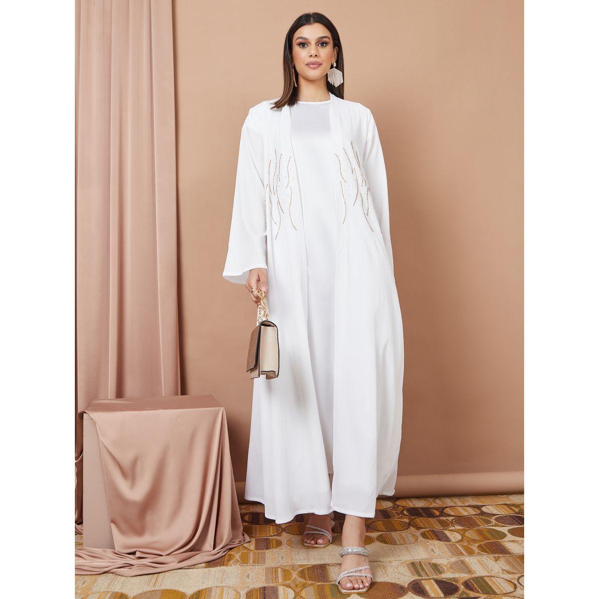 white dress matching hijab