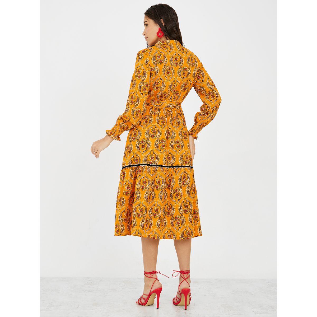 فستان ميدي مطبع بطبعات بيزلي-women-clothing-dresses-image-4