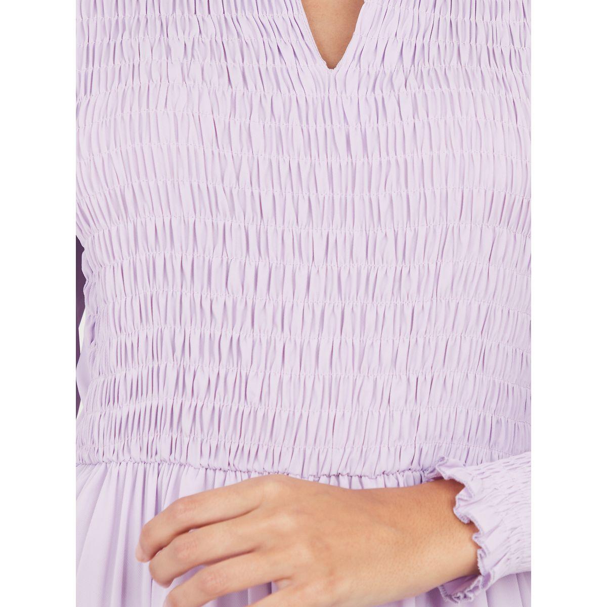 Styli Notch Neck Gathered Detail A-Line Midi Dress-women-clothing-dresses-image-3