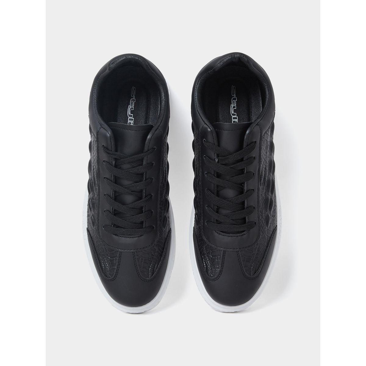 Styli Croc Texture Lace Up Low Cut Sneakers-men-shoes-sneakers-image-5